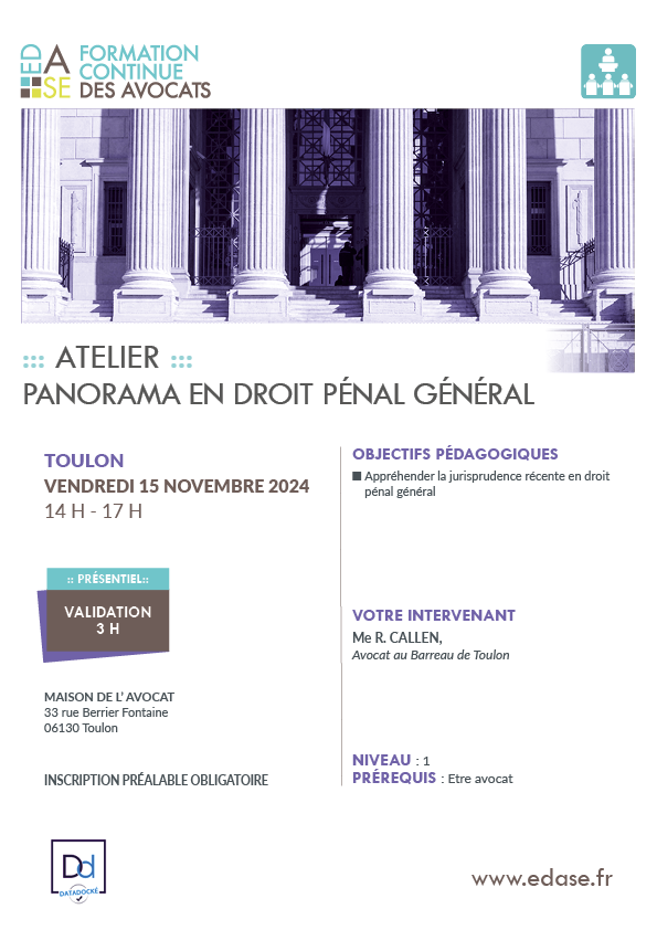 PANORAMA EN DROIT PÉNAL GÉNÉRAL