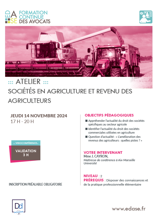 SOCIÉTÉS EN AGRICULTURE ET REVENU DES AGRICULTEURS