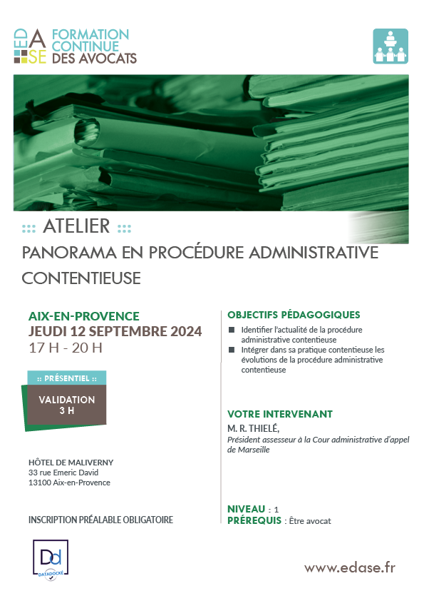 PANORAMA EN PROCÉDURE ADMINISTRATIVE CONTENTIEUSE