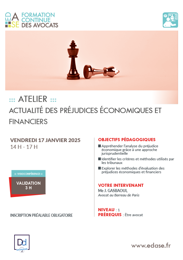 ACTUALITÉ DES PRÉJUDICES ÉCONOMIQUES ET FINANCIERS